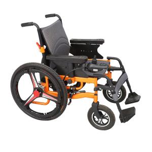 China Portable Foldable Power Chair Durable Battery and Orange Frame Electric Wheelchair for Safe Load of 130kg on sale