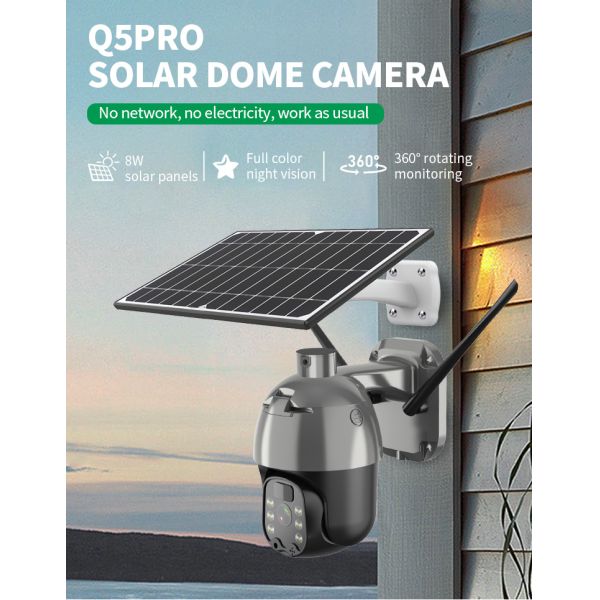 OEM ODM Low Power Solar Energy Power Battery Wireless Alert PTZ Micro 5mp Security CCTV Camera With Solar 4G Sim Wireless