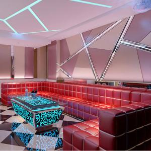 11 10 Seater Blue Black U Shaped Sectional Sofa With Recliners Led Cube Table