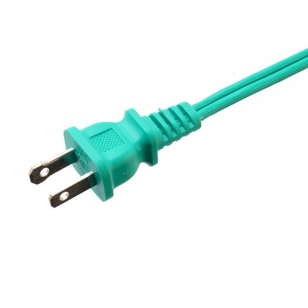 3 Outlet Extension Cord with Green PVC Jacket Material SPT-2 14/2 AWG 6FT/12FT 2 Prong Power Strip and Safety Cap Cover