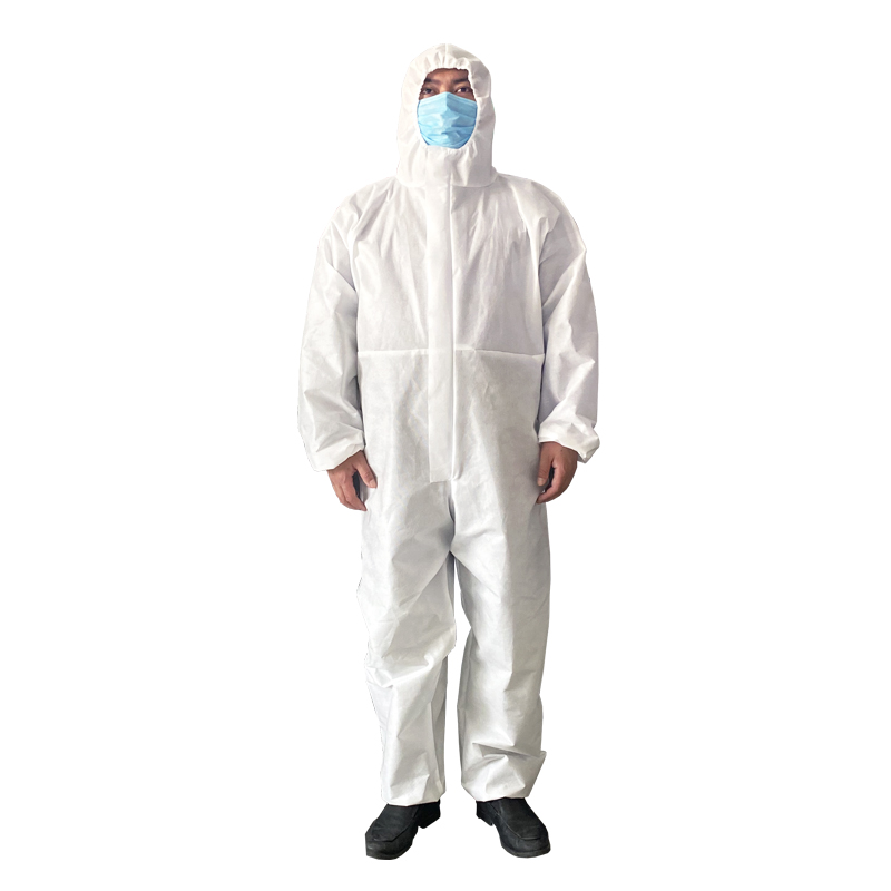 Hooded Disposable Protective Clothing , PP Nonwoven Protective Isolation Gown SMS Coverall