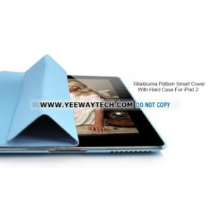 Rilakkuma Pattern Smart Cover With Hard Case For iPad 2 - Light Blue