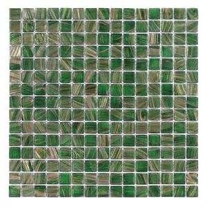 Classical Retro Style Green Glass Mosaic Tiles With Gold Line Bathroom Toilet