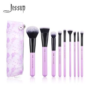 China 9pcs Pansy Purple Jessup Makeup Brushes Set With Aluminium Ferrule on sale
