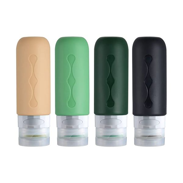Quality Green Cylinder Toiletry Empty Silicone Travel Bottle Set Refillable 90Ml wholesale