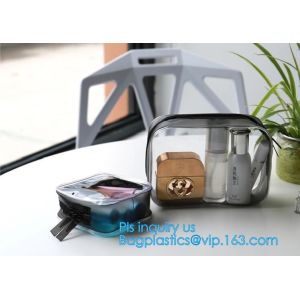 Promotion reusable clear printed transparent zipping storage cosmetic toiletry
