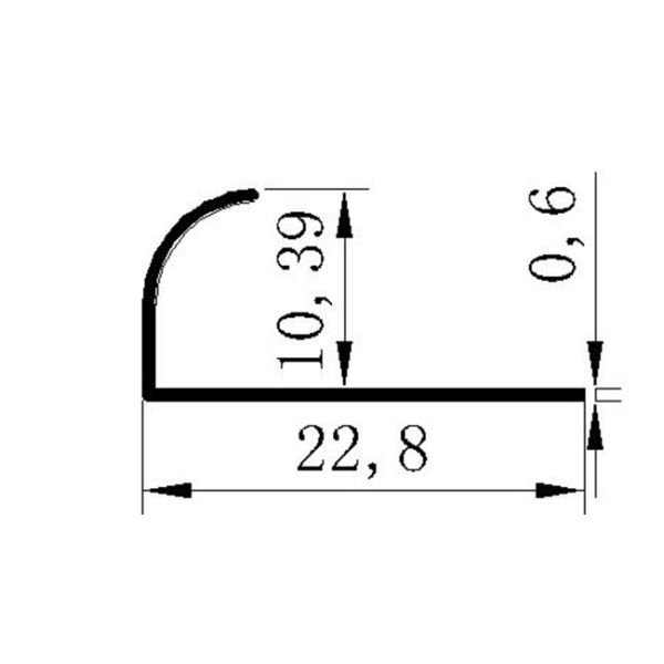 10x2500mm Aluminium Tile Trim High Gloss Gold Marble Bullnose External
