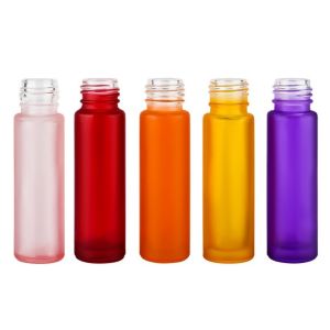 White Blue 10ml Amber Glass Roller Bottles ISO SGS With SS Ball