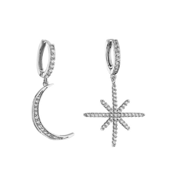 Custom Zircon Crystal Sterling Silver Diamond Earrings Hoop