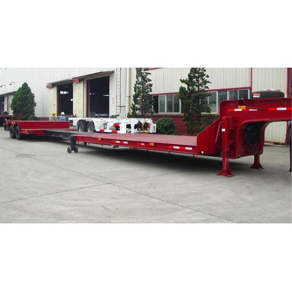10m Hydraulic Mobile Trailer Telescopic Low Bed Semi Truck Trailer with 12R22.5 Tires