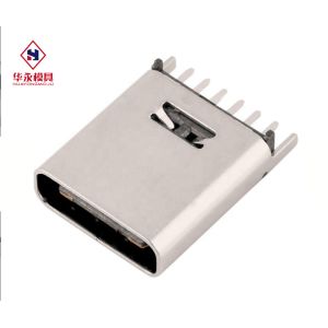 10.0mm DIP Type PCB 6 Pin Vertical Usb C Connector