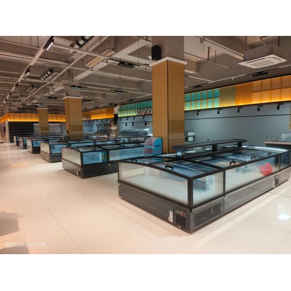 -22 Degree Frozen Fish Meat Display Merchandiser Plug-In Island Freezer For Supermarket