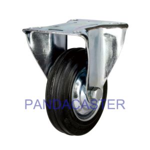 China Industrial Rigid Caster , 4 Inch Black Rubber 4 Inch Castor Wheels For Carts on sale