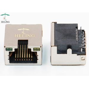 China Single Port RJ45 Connector PCB Mount Ultra Low Profile With LED Aligned on sale