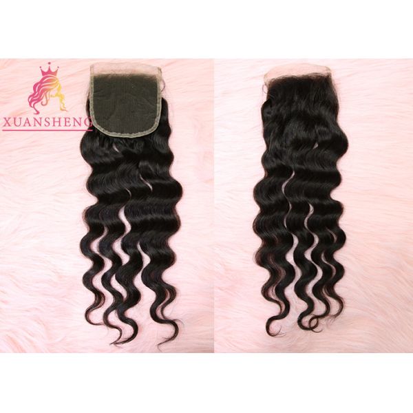 Quality Swiss 4x4 Lace Closure Loose Wave Closure Human Brazilian Hair Weave wholesale