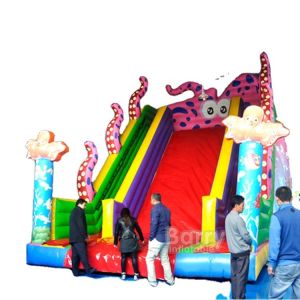 Cheap Kids Octopus PVC 0.55mm Inflatable Water Slides Double Lanes for sale