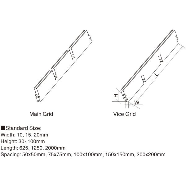 Indoor Triangle Aluminum Metal Ceiling Grid Fireproof For Supermarket Construction Materials