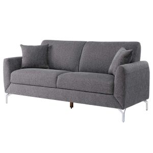 3 Piece Sofa set with Pillows, Gray Linen