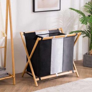 Oxford Cloth 3 Grid Laundry Basket Reusable Eco Friendly Weight 2.05kg Space