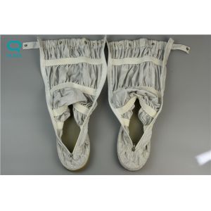 Stripe Type Clean Room Booties , ESD Safety Boots With Leather PVC Sole