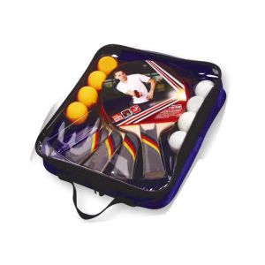 China 4 Bats / 8 Balls Table Tennis Set PVC Bag Contour Handle With Multi Laminate Grip on sale