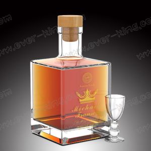 Square Crystal White Flint Brandy Drinking Bottle Customed 500 ML
