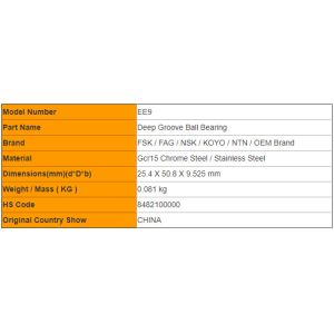 Single Row EE6 / EE8 / EE9 Mini Size Deep Groove Ball Bearing , EE Series Inch
