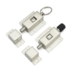 Ring Pull Spring Latch Lock Stainless Steel Loaded Auto Sliding Drawing