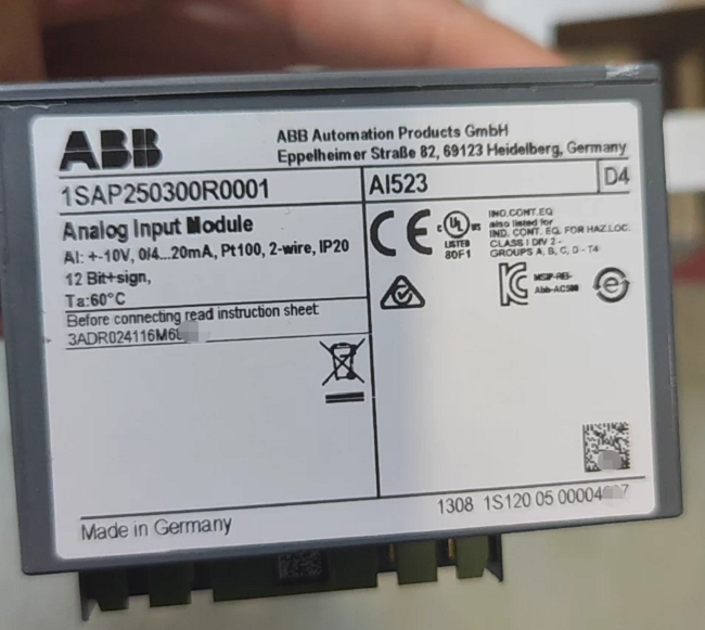 AI523 1SAP250300R0001 ABB Analog Input Module 16 Channel Analog Input IP20