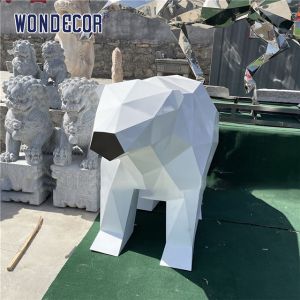 China Outdoor Forged Sculpture Stainless Steel Geometry Polar Bear on sale