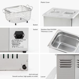 2L To 27L Jewelry Ultrasonic Cleaner 40kHz Power Adjustable With Basket
