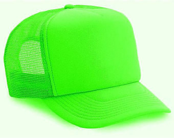 Quality Fluorescent Green Summer Half Mesh Trucker Cap For Adults Embroidery 6 Lines Visor Type wholesale