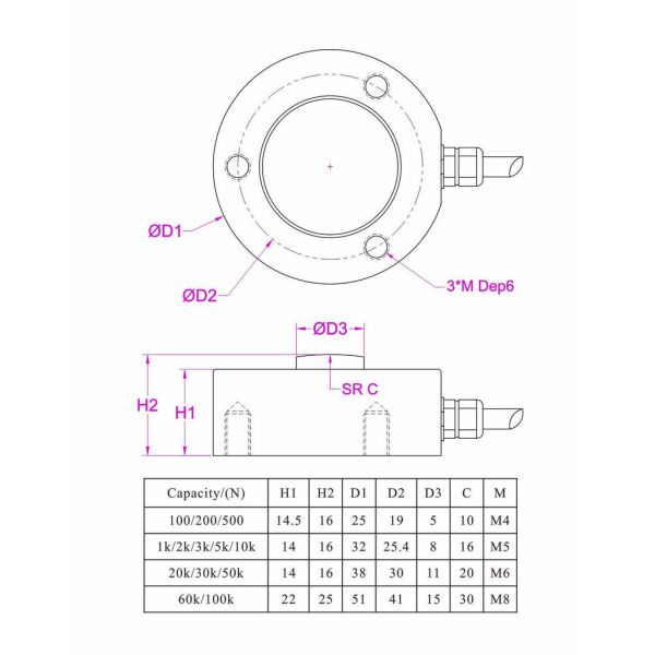 2000kg Weight sensor 2t Compression Force Transducer 20KN Button Load Cell