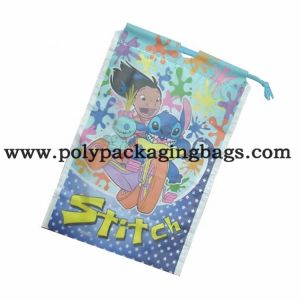 Gravure Printing 100mic Frosted Plastic Drawstring Bags Customized Logo