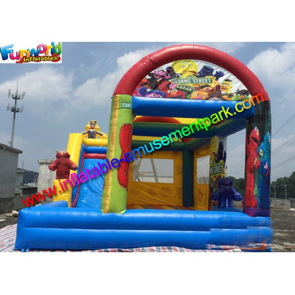 Quality Customized Elmo And Sesame Inflatable Bouncer Slide , Jumping Slide With Pool wholesale