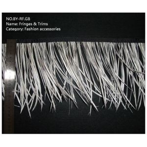 Dyed Spiky Goose Biot Feather Fringe Trim with Satin Ribbon Tapes Chicken