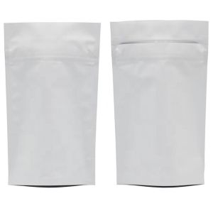 ziplockk Mylar White Kraft Stand Up Pouch Compostable Non Toxic MOPP