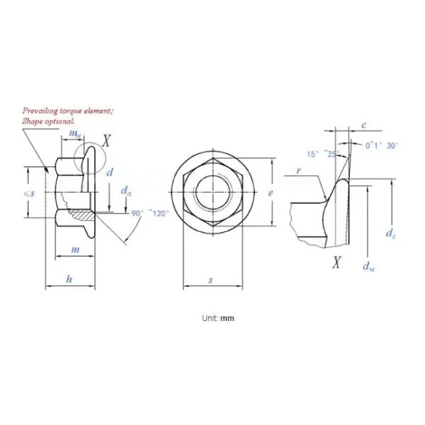 DIN6927 Prevailing Torque Type All-Metal Lock Plate Hexagon Flange Lock Nuts