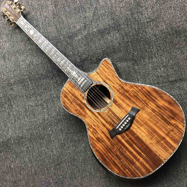 Custom 40 Inch All Solid KOA Wood Solid Rosewood Back Side Real Abalone Acoustic Guitar with BB Band Pickup