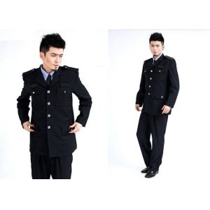 Single Breasted Security Guard Uniform , Long Sleeve Black Security Jacket For