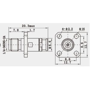 K2.92 Female 4-hole Flange Stainless Steel RF Coax Connector for MF30/MF30A