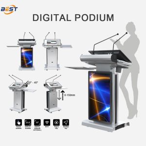 Smart Multimedia Podium with Adjustable Screen Angle 1920x1080 Resolution and