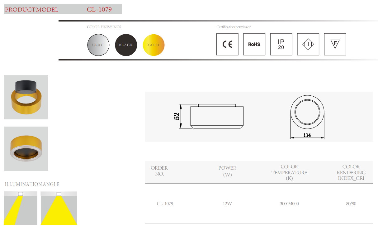 Gloden Adjustable angle mounted lighting downlight ceilling wall lamp fixture light in bedroom shops supermarket 12W