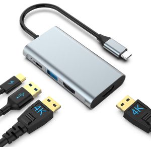 China 4 In 1 Usb C Adapter Dual Hdmi To USB3.0 Thunder Ports on sale