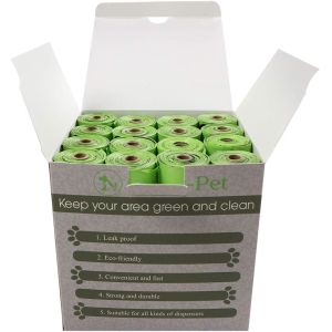 Dog Cat Poop Bag Pet Waste Printed 100% Biodegradable Poo Bags with Dispenser