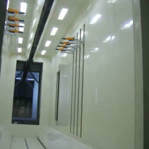 Customized Voltage PLC Control Powder Coating Spray Booth For Automatic Painting