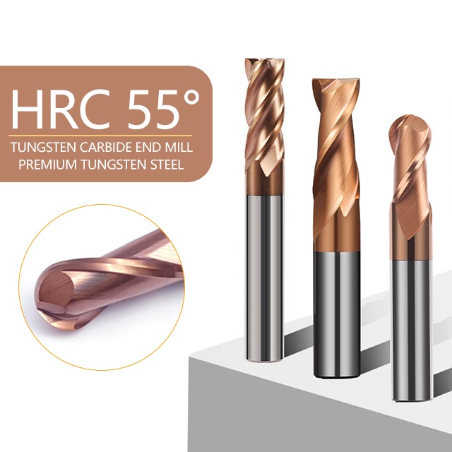 0.6um Grain Size Tungsten Carbide End Mill with 1-20mm Cutting Diameter and 55