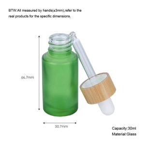 30ml Frosted Green Glass Dropper Bottles Essential Oil Bottle With Bamboo