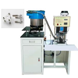 Cheap SAA Solid Hollow 3 Pin Power Plug Insert Crimping Machine With Loose Bulk Terminal Vibrating Plate Feeder for sale
