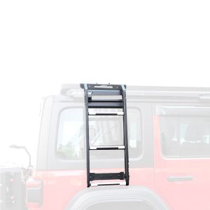 2018- WranglerJK WranglerJL CNC Machined Black Folding Side Ladder for Rubicon